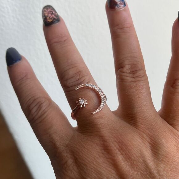 The Starry Night Sterling Silver adjustable ring w rose gold plating - Picture 4 of 5